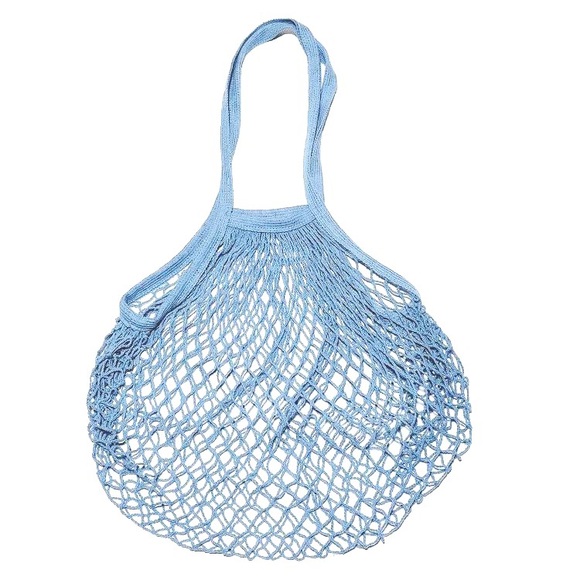 💥 CLEARANCE French Market Cotton Open Net Tote Bag Baby Blue - Picture 4 of 5